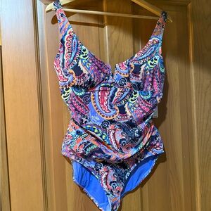 Anne Cole Multi color paisley 16w one piece swimsuit NWT